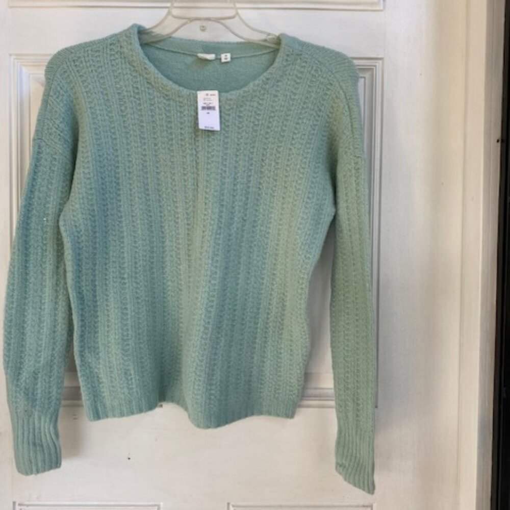 GAP Sweater Teal Green Fluffy Long Sleeve Soft Pullover Sweater NWT XS